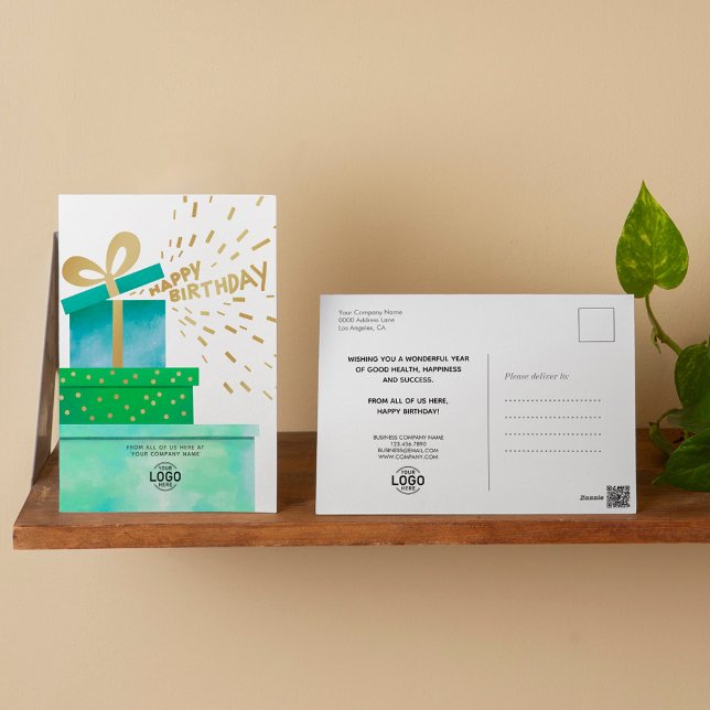 Postal Festiva Cajas de regalo de cumpleaños feliz verde con su l (Subido por el creador)