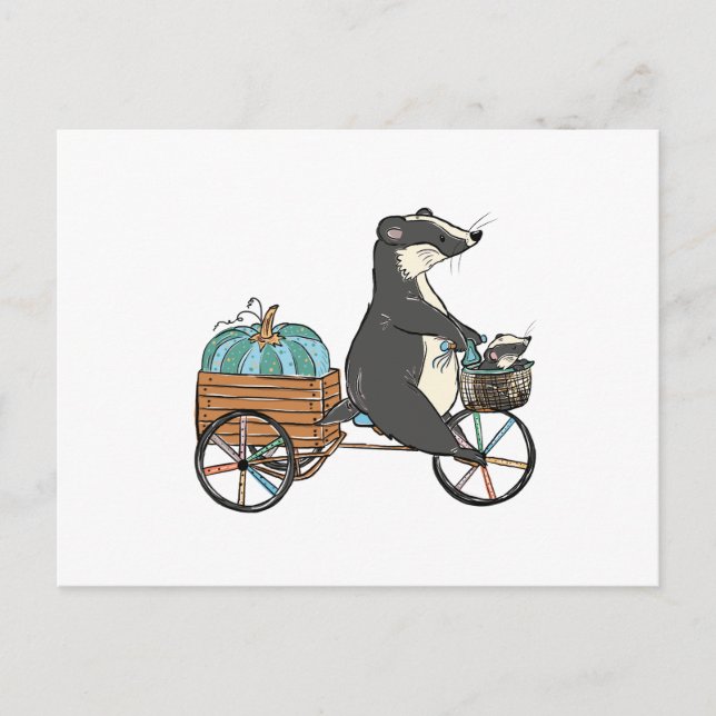 Postal Festiva Calabaza Azul Tejón (Anverso)