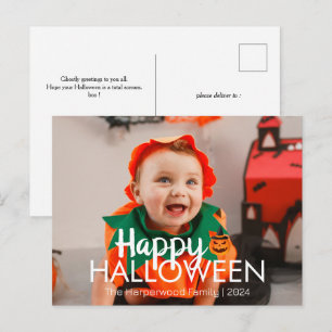 Postal Festiva Calabaza boo jack-o-lantern Halloween una foto
