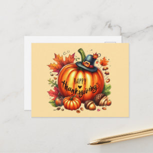 Postal Festiva Calabaza de Acción de Gracias feliz linda Fiesta