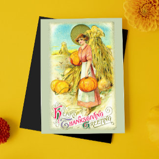 Postal Festiva Calabaza de felicitación del Día de Acción de Grac