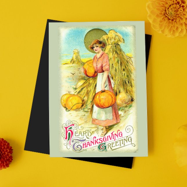 Postal Festiva Calabaza de felicitación del Día de Acción de Grac (Subido por el creador)