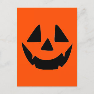 Postal Festiva Calabaza de Halloween Cara de Jack O Lantern