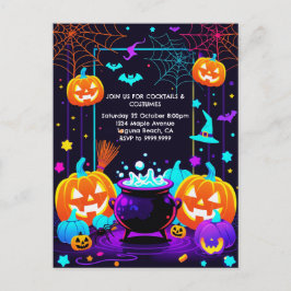 Postal Festiva Calabaza de Halloween Colorida