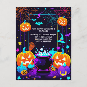 Postal Festiva Calabaza de Halloween Colorida