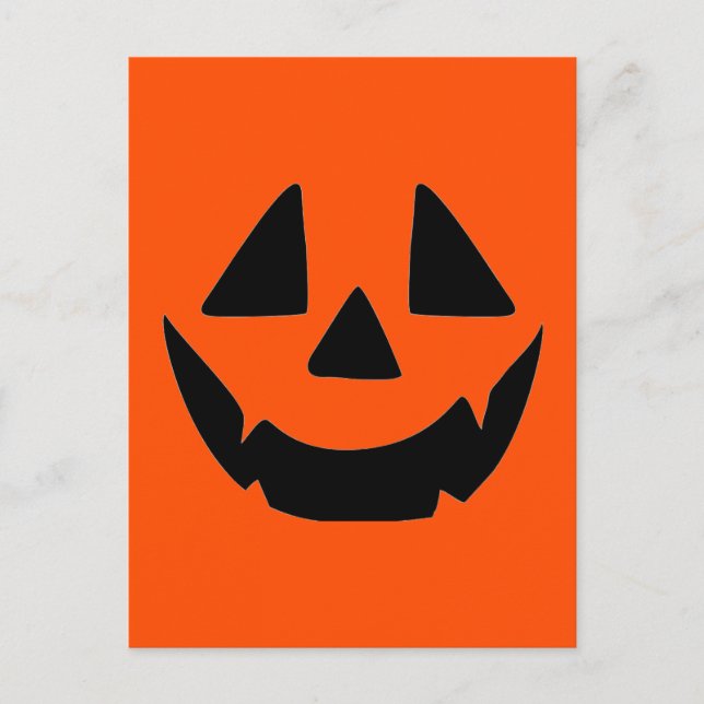 Postal Festiva Calabaza de Halloween Jack O Lantern Face (Anverso)