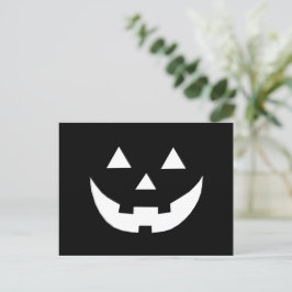 Postal Festiva Calabaza de Halloween negra blanca espeluznante es