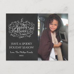 Postal Festiva Calabaza de Pizarra Feliz Halloween Foto de Vacaci