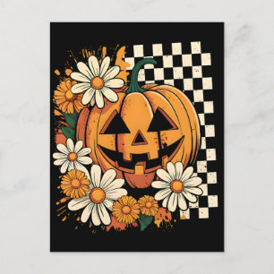 Postal Festiva Calabaza floral Halloween Fall