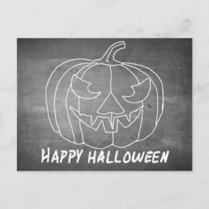 Postal Festiva Calabaza para Halloween 3 aspecto de pizarra