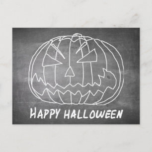 Postal Festiva Calabaza para Halloween 5 aspecto de pizarra
