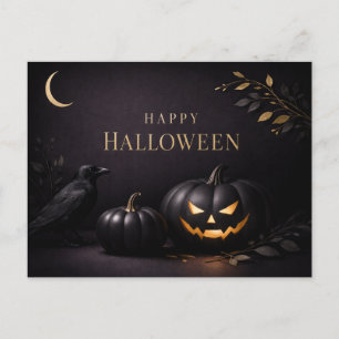 Postal Festiva Calabazas de bomba de oro negro de Halloween