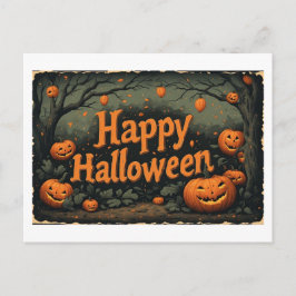 Postal Festiva Calabazas de Halloween en una