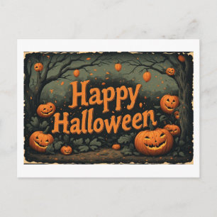 Postal Festiva Calabazas de Halloween en una