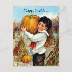 Postal Festiva Calabazas del vintage