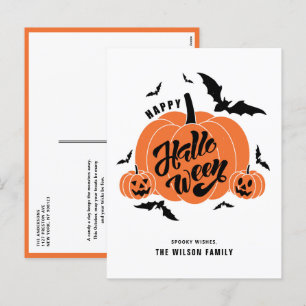 Postal Festiva Calabazas espeluznantes felices Halloween