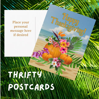 Postal Festiva Calabazas Flores Tropicales Playa