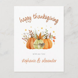 Postal Festiva Calabazas modernas de otoño feliz día de gracias
