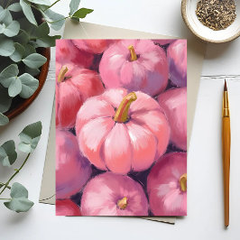Postal Festiva Calabazas pastel rosa de Halloween