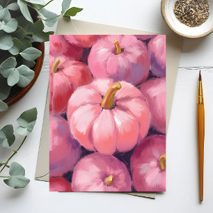Postal Festiva Calabazas pastel rosa de Halloween