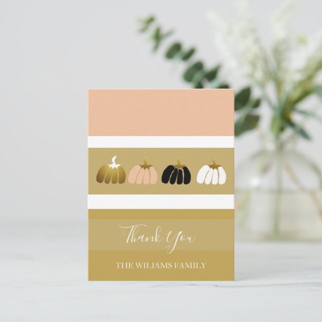 Postal Festiva Calabazas Personalizadas Modernas En Negro, Blanco (Anverso de pie)