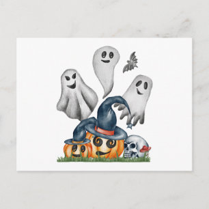 Postal Festiva Calabazas y fantasmas de Halloween