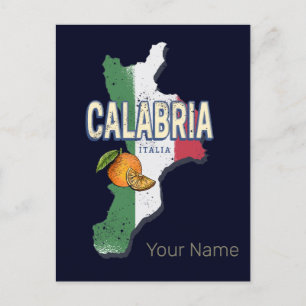 Postal Festiva Calabria Italia Región Retro Mapa de recuerdo de c