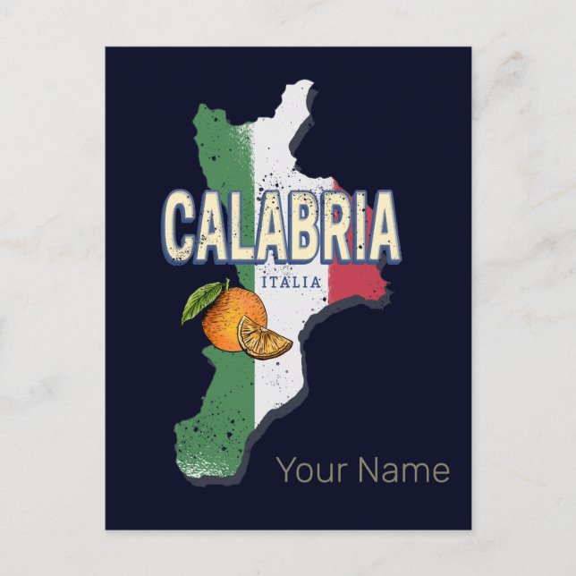 Postal Festiva Calabria Italia Región Retro Mapa de recuerdo de c (Anverso)