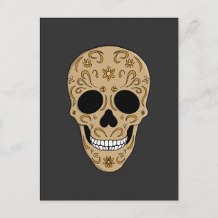 Postal Festiva Calavera de azúcar floral Día de los Muertos