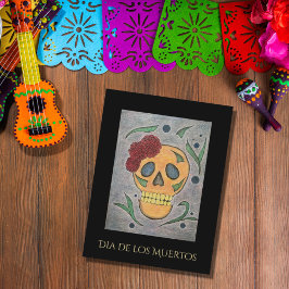Postal Festiva Calavera de azúcar mexicana Dia de los Muertos