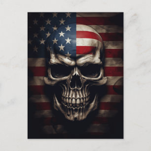 Postal Festiva Calavera de la bandera americana