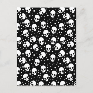 Postal Festiva Calavera de punto de polka monocroma
