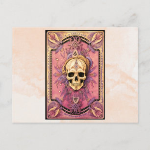 Postal Festiva Calavera espeluznante Planchette Beige Acuarela Ha