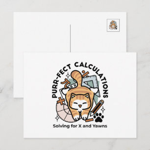 Postal Festiva Cálculos Perfectos – Diseño Divertido de Gato Mate