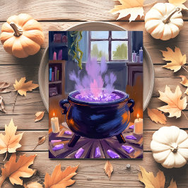 Postal Festiva Caldero de Bruja Halloween Espeluznante