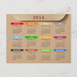 Postal Festiva Calendario 2014 con el estilo de papel Kraft de Gu