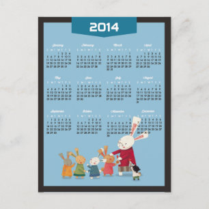Postal Festiva Calendario 2014 - Feliz Año Nuevo Conejo Familia d