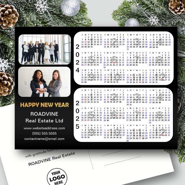 Postal Festiva Calendario 2024 2025 Modern Black Corporate 2 Phot (Subido por el creador)