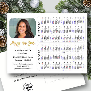 Postal Festiva Calendario 2024 - 2025 - Modern Gold Business Phot