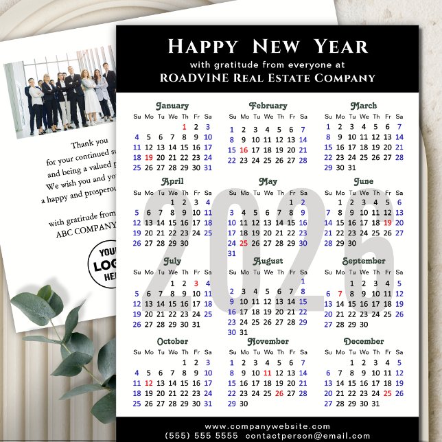 Postal Festiva Calendario 2025 Modern Black Business Photo Simple (Subido por el creador)