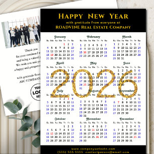 Postal Festiva Calendario 2025 Modern Black Gold Business Photo