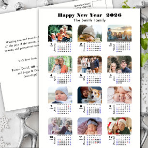 Postal Festiva Calendario 2026 Collage de fotos familiar moderno 