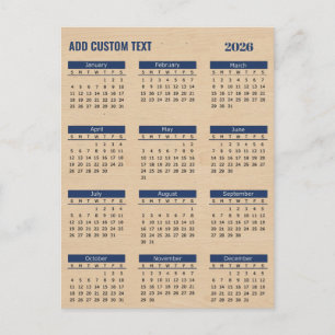 Postal Festiva Calendario 2026 con texto personalizado