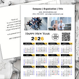 Postal Festiva Calendario 2026 Modelo moderno Gold Black Business