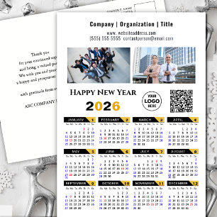 Postal Festiva Calendario 2026 Modelo moderno Gold Black Business