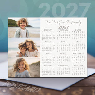Postal Festiva Calendario 2027 - 3 Fotos - Basic Grey Blanco
