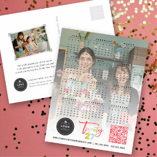 Postal Festiva Calendario 2027 de Año Nuevo con Foto de Letra de