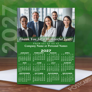 Postal Festiva Calendario 2027 Gracias por Gran Año Negocio Verde
