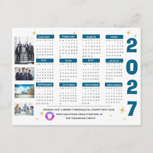 Postal Festiva Calendario 2027 Logotipo Empresa Negocios Corporat