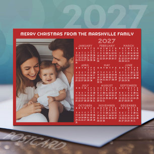 Postal Festiva Calendario 2027 - Vista anual moderna con foto